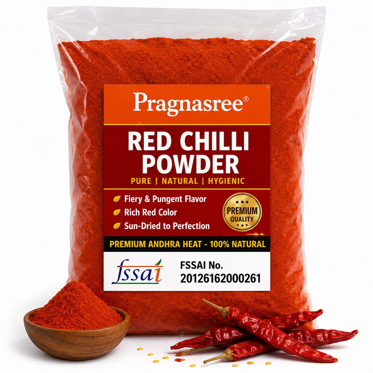 Pragnasree Red Chilli Powder | Premium Quality Lal Mirch Powder | Freshly Ground | Rich Natural Colour & Spicy Taste | No Artificial Colours or Preservatives | 500 g