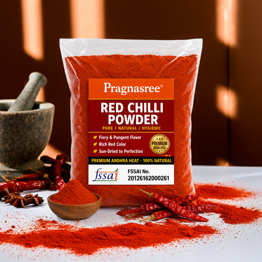 Pragnasree Red Chilli Powder | Premium Quality Lal Mirch Powder | Freshly Ground | Rich Natural Colour & Spicy Taste | No Artificial Colours or Preservatives | 500 g