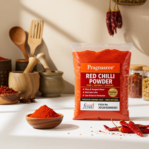 Pragnasree Red Chilli Powder | Premium Quality Lal Mirch Powder | Freshly Ground | Rich Natural Colour & Spicy Taste | No Artificial Colours or Preservatives | 500 g